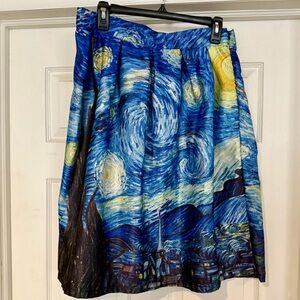 Blue Starry Night Print Skirt